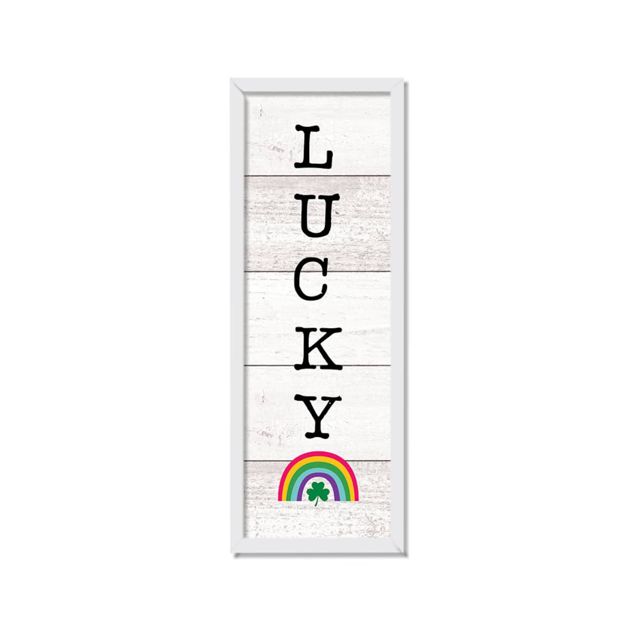 Lucky Wood Slats Rainbow 12 X 36 Black Framed Print Under Plexiglass lucky-wood-slats-rainbow-12-x-36-black-framed-print-under-plexiglass